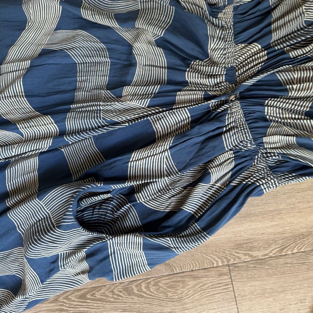 Dress Forum Los Angeles Dress Boho Hippie Wrap Blue And White V-neck Maxi Sz S - Picture 11 of 12